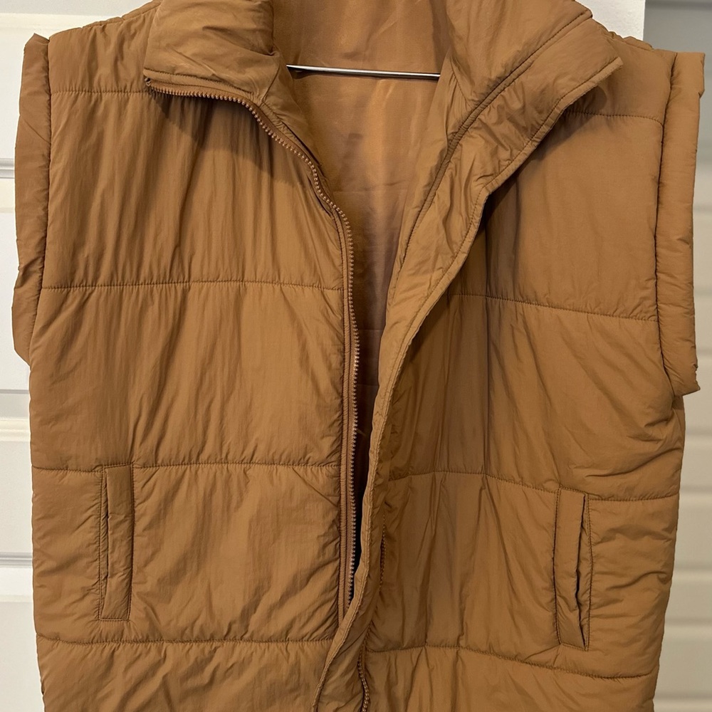 Pink Lily Brown Boxy Puff Vest